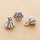 Alloy Antique Silver Flower Cap Leaf Charm Pendant Choker DIY