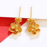 24K Plated Flower Earrings for Women
