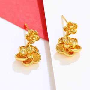 24K Plated Flower Earrings for Women