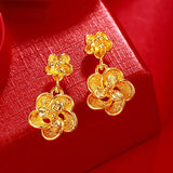 24K Plated Flower Earrings for Women