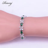 Silver Flower & Egg Bracelet with CZ Crystal, Wedding Engagement