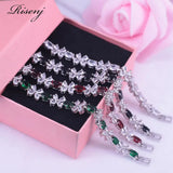 Silver Flower & Egg Bracelet with CZ Crystal, Wedding Engagement