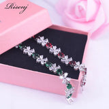 Silver Flower & Egg Bracelet with CZ Crystal, Wedding Engagement
