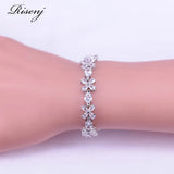 Silver Flower & Egg Bracelet with CZ Crystal, Wedding Engagement