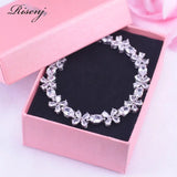 Silver Flower & Egg Bracelet with CZ Crystal, Wedding Engagement