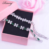 Silver Flower & Egg Bracelet with CZ Crystal, Wedding Engagement