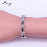 Silver Flower & Egg Bracelet with CZ Crystal, Wedding Engagement