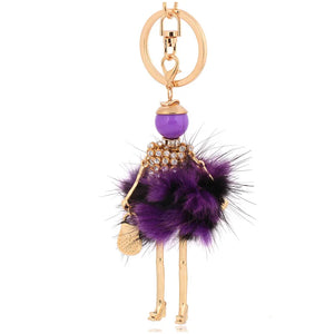 Fluffy Fur Ball Keychain Pom Pom Bag Charm Key Ring Jewelry