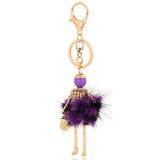 Fluffy Fur Ball Keychain Pom Pom Bag Charm Key Ring Jewelry