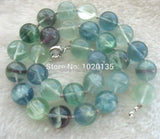 Fluorite Green Round 8-14mm Necklace 18 inch Gemstone Beads