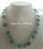 Fluorite Green Round 8-14mm Necklace 18 inch Gemstone Beads