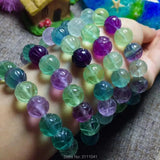 Fluorite Carved Flower Faceted Bracelet 7.5 Inch Beads