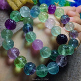 Fluorite Carved Flower Faceted Bracelet 7.5 Inch Beads