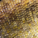 Fluorite Yellow Loose Beads 6-7mm Square Faceted 14-Inch