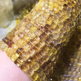 Fluorite Yellow Loose Beads 6-7mm Square Faceted 14-Inch