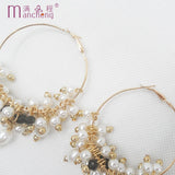 BOHEMIA Pearl Crystal Vintage Hoop Earrings 50MM