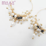 BOHEMIA Pearl Crystal Vintage Hoop Earrings 50MM