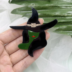 Acrylic Witch Brooch Halloween Accessory Brooch Joyeria
