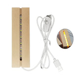 Solid Wood Luminous Base USB Switch Night Light Base 3D Acrylic Lamp