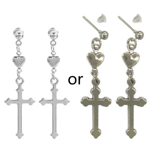 Vintage Cross Heart Dangle Earrings for Women Girls