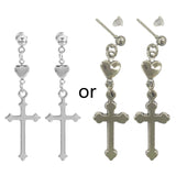 Vintage Cross Heart Dangle Earrings for Women Girls