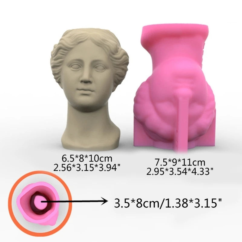 Goddess Head Planter Silicone Mold for Flower Pot and Concrete