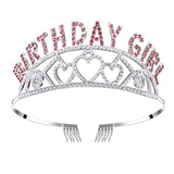 Rose Pink Birthday Girl Crown Headpiece for Party