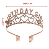 Rose Pink Birthday Girl Crown Headpiece for Party
