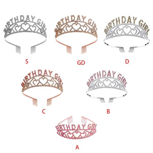 Rose Pink Birthday Girl Crown Headpiece for Party