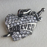 Sword Love Heart Stainless Steel Necklace CZ Paved Pendant Men Jewelry