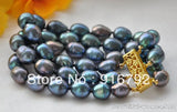 Peacock Freshwater Pearl Bracelet 12mm Rice 3strands