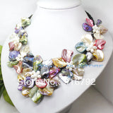 P&P Mother of Pearl Shell Flower Necklace 18'' Jewelry Gem
