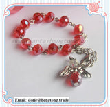 12pcs 6mm Crystal Rosary Bracelet, Religious Bangle, Angel Wing Pendant