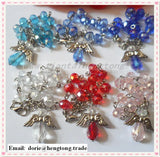 12pcs 6mm Crystal Rosary Bracelet, Religious Bangle, Angel Wing Pendant