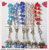 12pcs 6mm Crystal Rosary Bracelet, Religious Bangle, Angel Wing Pendant