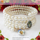 2pcs 6mm 4 Row Glass Bracelet Pearl Bangle Flower Rosary Beaded Saint Bracelet