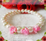 5pcs 8mm one row glass bracelet with soft clay bead