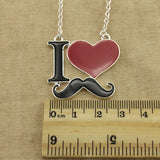 10 pcs/lot I Love Heart Mustache Pendant Necklaces
