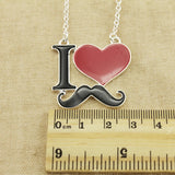 10 pcs/lot I Love Heart Mustache Pendant Necklaces