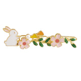 10pcs Rabbit Barrettes Hairclip Sakura Flower Enamel Metal Accessory