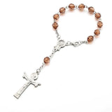 12pcs Acrylic Bead Rosary Bracelet, Flower Cross Bangle