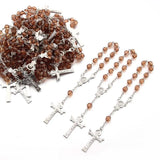 12pcs Acrylic Bead Rosary Bracelet, Flower Cross Bangle