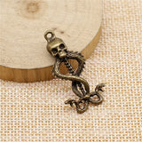 13pcs Bronze Snake Skull Charms for DIY Retro Jewelry Earring Keychain