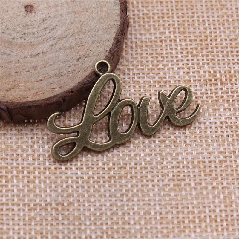 18pcs Antique Bronze Love Charms DIY Retro Jewelry Earring Keychain Pendant