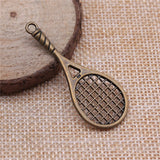 21pcs Antique Bronze Tennis Racket Charms Retro DIY Jewelry Earring Keychain