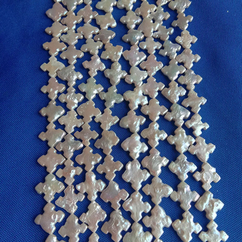 Baroque Freshwater Pearl Beads Strand 15mm Square Cross Shape