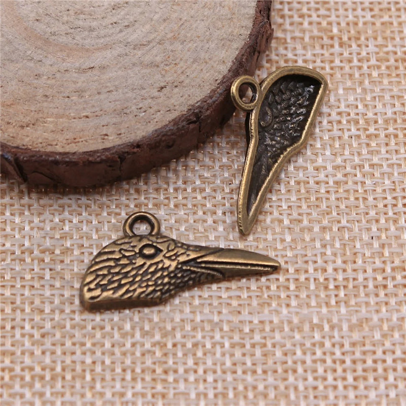 43pcs Antique Bronze Bird Head Charms DIY Jewelry Earring Keychain Pendant