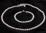 5-6mm AA Flat Freshwater Pearl Necklace & Bracelet Set