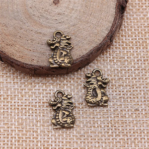 54pcs Antique Bronze Dragon Charms for DIY Retro Jewelry