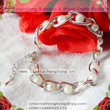 6mm Pearl Bracelet, Silver Bangle Bead Chain Fashion Jewelry